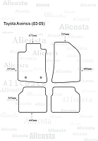 Ворсовые автоковрики Toyota Avensis (03-09) Салон, Standart, Черный