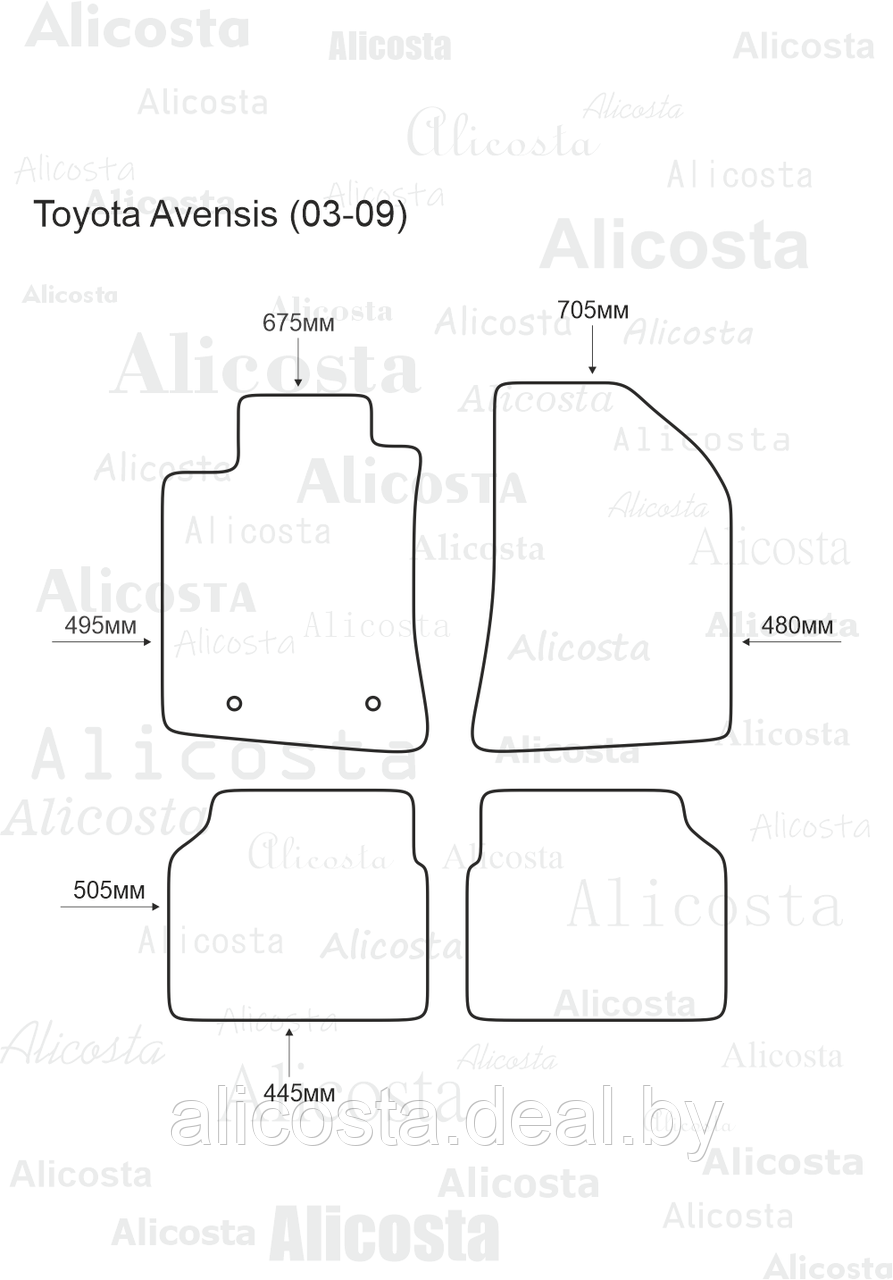 Ворсовые автоковрики Toyota Avensis (03-09) Салон, Standart, Черный - фото 1 - id-p199195093