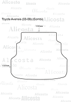 Ворсовый автоковрик Toyota Avensis (03-09) (Combi) Багажник, Premium, Черный