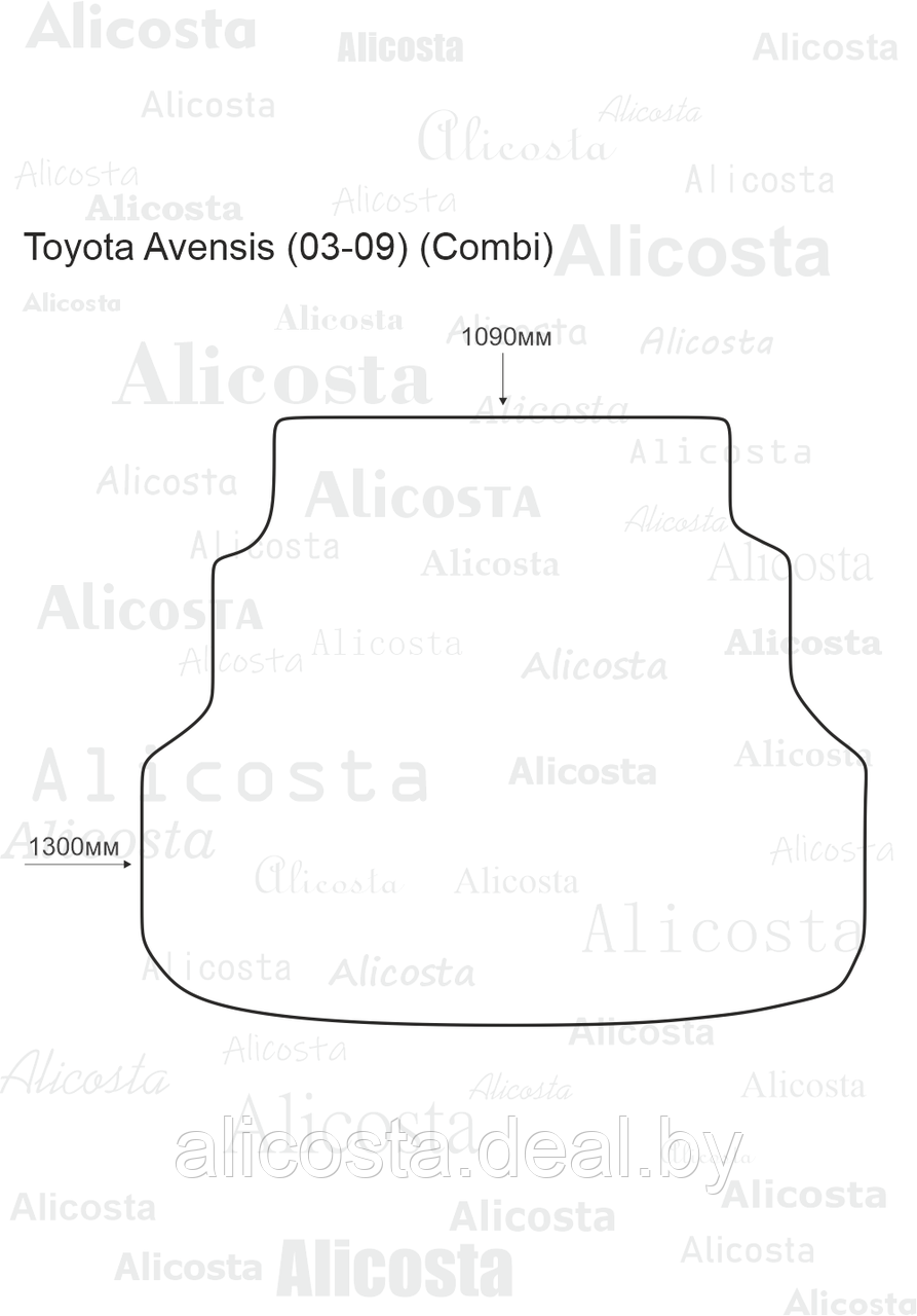 Ворсовый автоковрик Toyota Avensis (03-09) (Combi) Багажник, Premium, Черный - фото 1 - id-p199195100