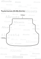 Ворсовый автоковрик Toyota Avensis (03-09) (Combi) Багажник, Standart, Черный