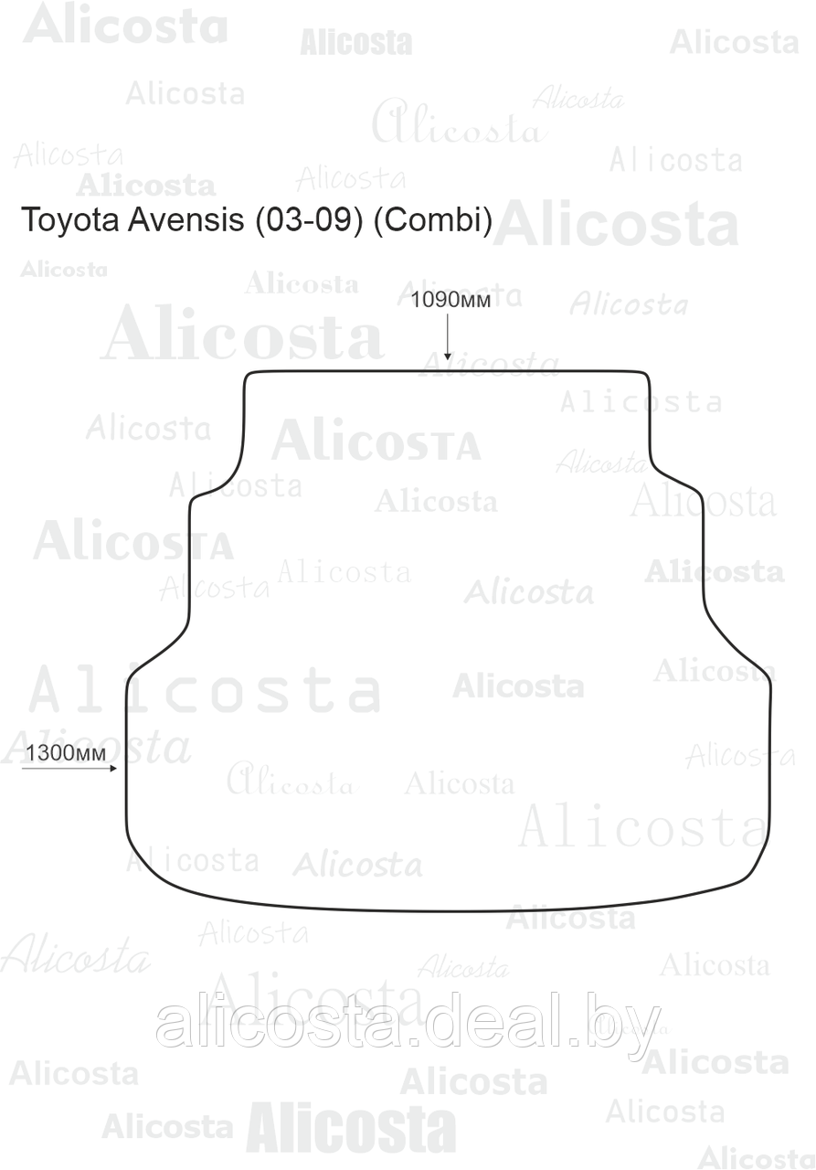 Ворсовый автоковрик Toyota Avensis (03-09) (Combi) Багажник, Standart, Черный - фото 1 - id-p199195102