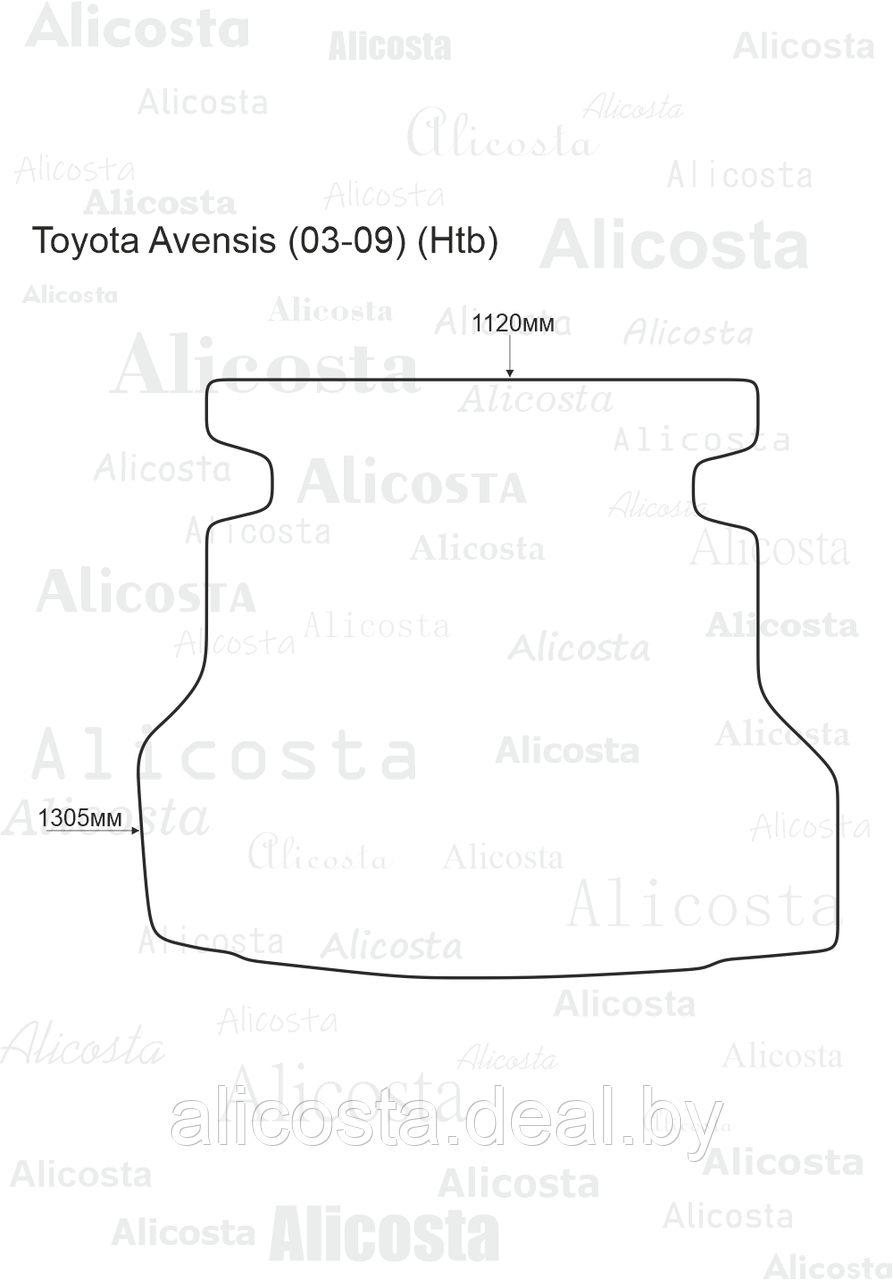 Ворсовый автоковрик Toyota Avensis (03-09) (Htb) Багажник, Premium, Черный - фото 1 - id-p199195110