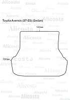 Ворсовый автоковрик Toyota Avensis (97-03) (Sedan) Багажник, Premium, Черный