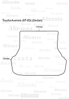 ЭВА автоковрик Toyota Avensis (97-03) (Sedan) Багажник, Ромб, Черный
