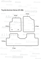 Ворсовые автоковрики Toyota Avensis Verso (01-09) Салон, Premium, Черный