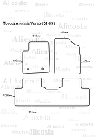Ворсовые автоковрики Toyota Avensis Verso (01-09) Салон, Standart, Черный