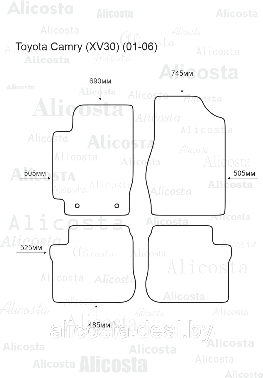 ЭВА автоковрики Toyota Camry (XV30) (01-06) Салон, Ромб, Черный - фото 1 - id-p199195215