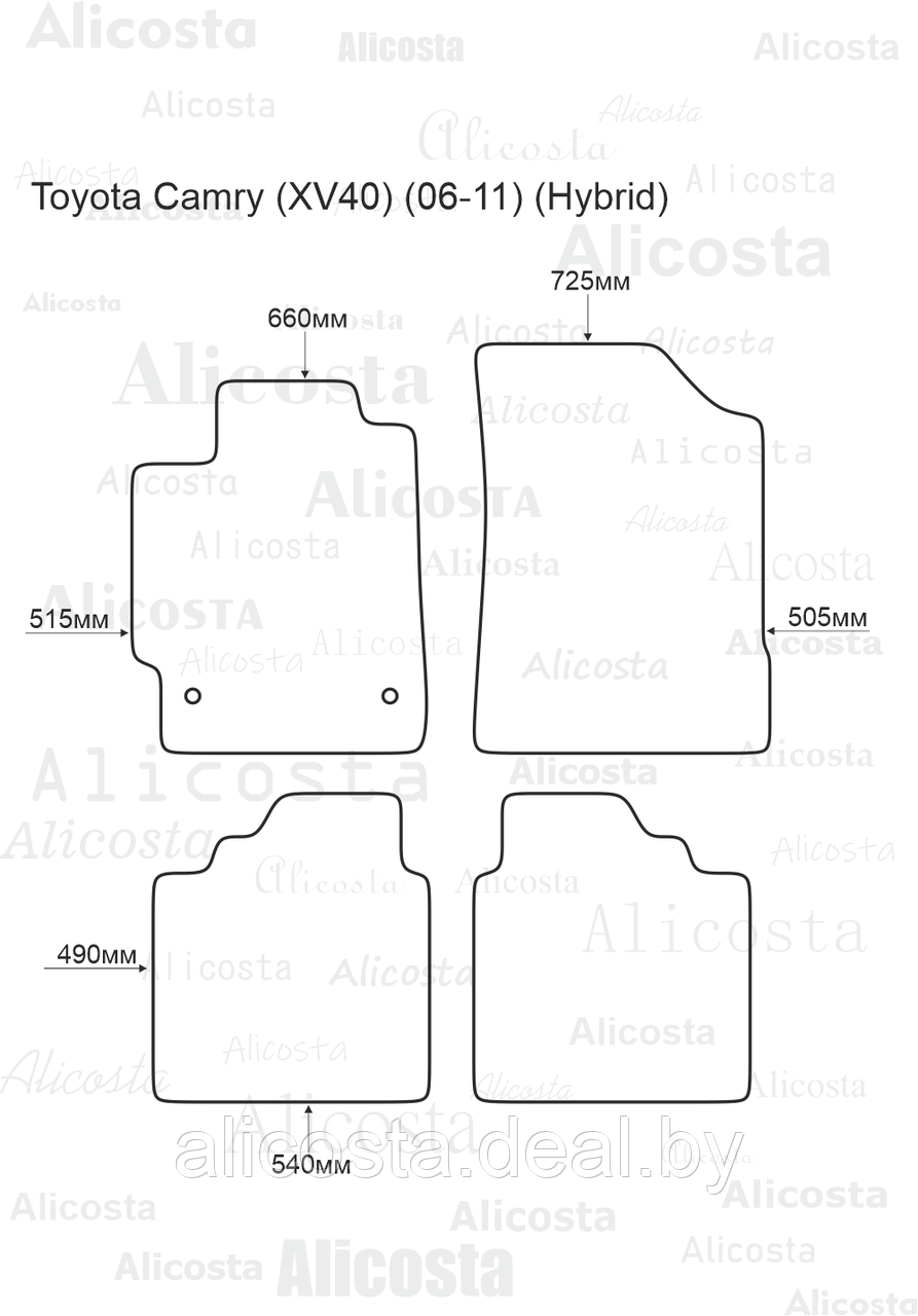 Ворсовые автоковрики Toyota Camry (XV40) (06-11) (Hybrid) Салон, Premium, Черный - фото 1 - id-p199195227
