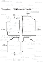 Ворсовые автоковрики Toyota Camry (XV40) (06-11) (Hybrid) Салон, Standart, Серый