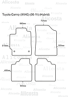 ЭВА автоковрики Toyota Camry (XV40) (06-11) (Hybrid) Салон, Шестиугольник, Черный