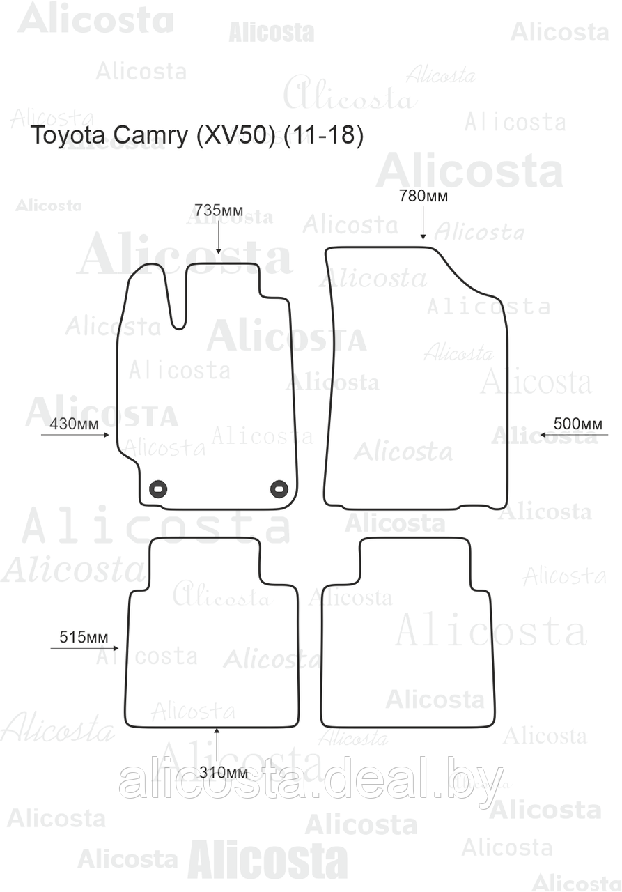 ЭВА автоковрики Toyota Camry (XV50) (11-18) Салон, Ромб, Черный - фото 1 - id-p199195260