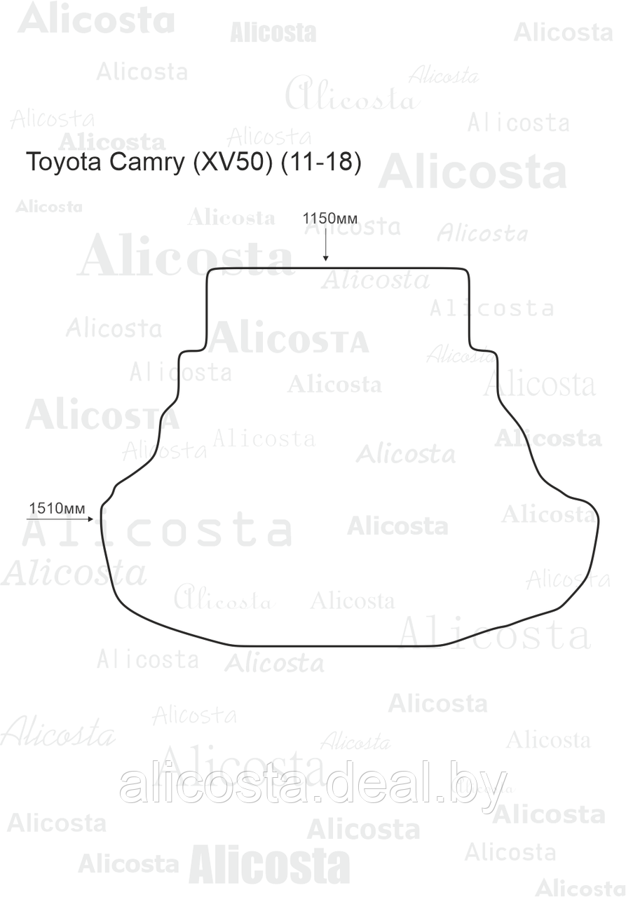 Ворсовый автоковрик Toyota Camry (XV50) (11-18) Багажник, Premium, Черный - фото 1 - id-p199195263