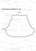 ЭВА автоковрик Toyota Camry (XV50) (11-18) Багажник, Шестиугольник, Черный