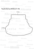 ЭВА автоковрик Toyota Camry (XV50) (11-18) Багажник, Шестиугольник, Серый