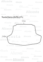 Ворсовый автоковрик Toyota Camry (XV70) (17-) Багажник, Standart, Черный