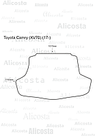 ЭВА автоковрик Toyota Camry (XV70) (17-) Багажник, Шестиугольник, Черный