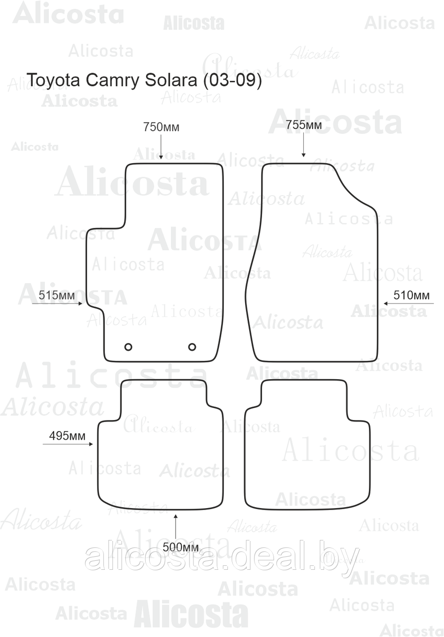 ЭВА автоковрики Toyota Camry Solara (03-09) Салон, Шестиугольник, Черный - фото 1 - id-p199195294