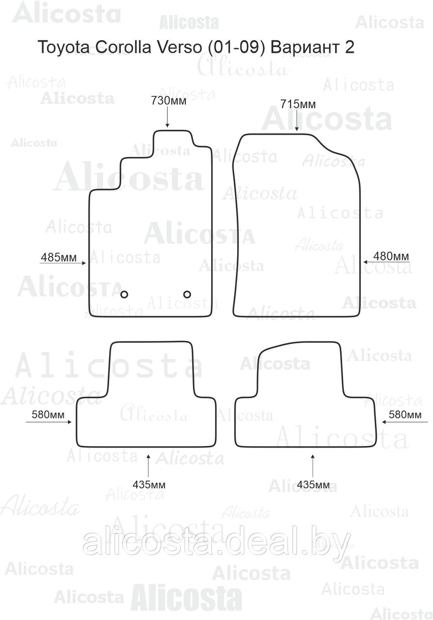 Ворсовые автоковрики Toyota Corolla Verso (01-09) (Вариант 2) Салон, Premium, Черный - фото 1 - id-p199195399