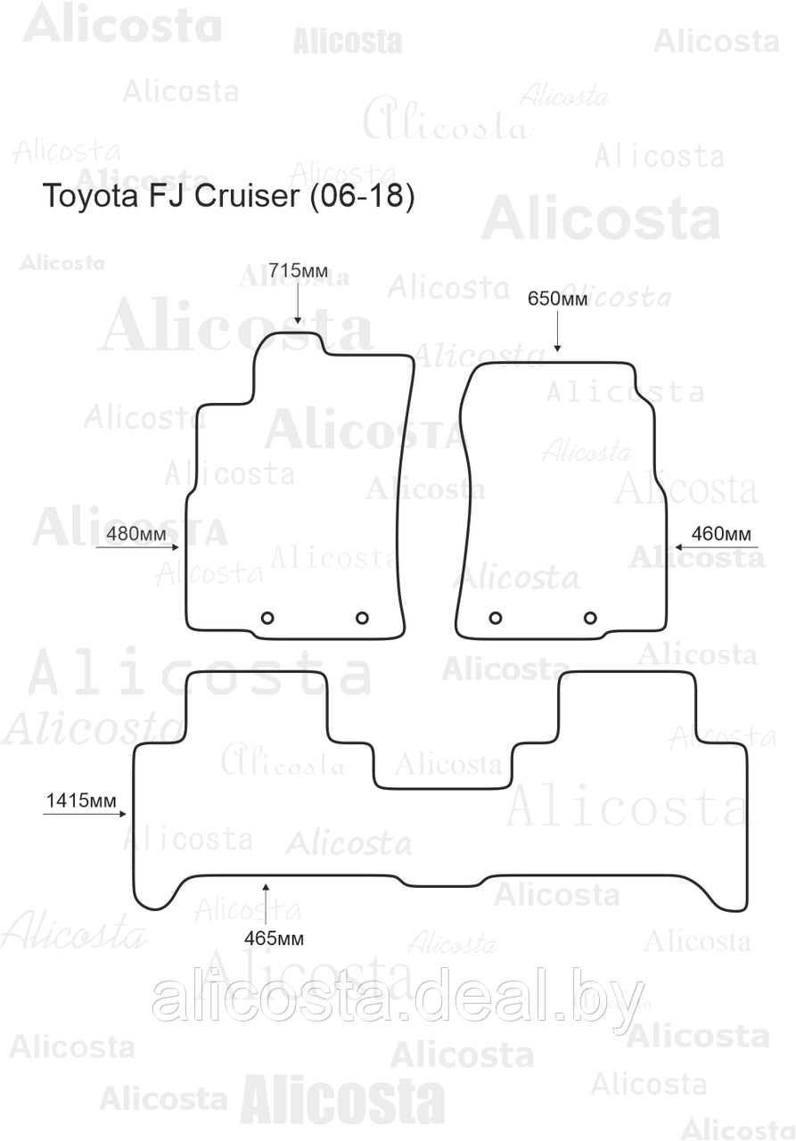 ЭВА автоковрики Toyota FJ Cruiser (06-18) Салон, Ромб, Черный - фото 1 - id-p199195414