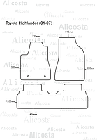 ЭВА автоковрики Toyota Highlander (01-07) Салон, Шестиугольник, Черный