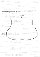 Ворсовый автоковрик Toyota Highlander (01-07) Багажник, Premium, Черный