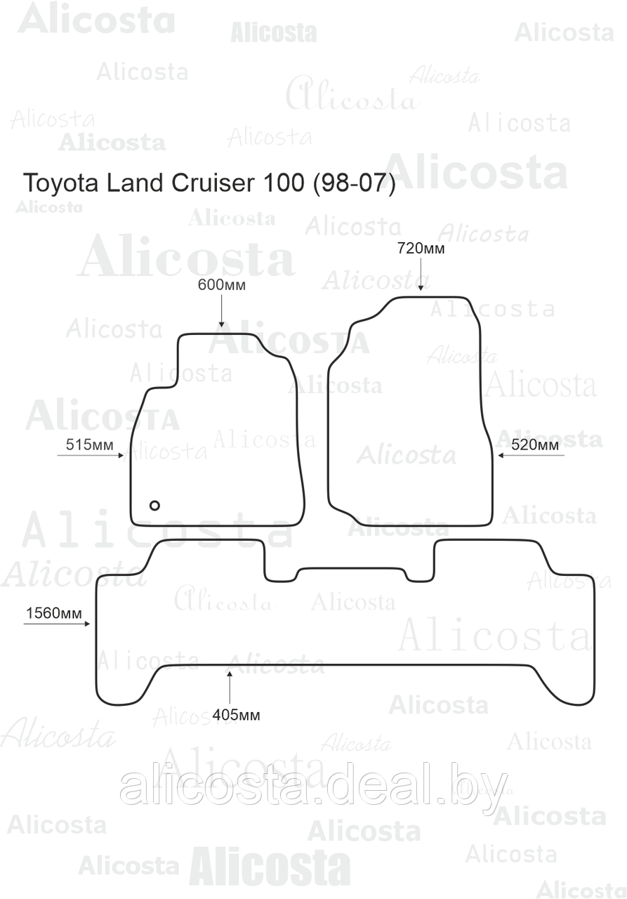 Ворсовые автоковрики Toyota Land Cruiser 100 (98-07) Салон, Premium, Черный - фото 1 - id-p199195507