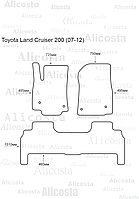 Ворсовые автоковрики Toyota Land Cruiser 200 (07-12) Салон, Premium, Черный