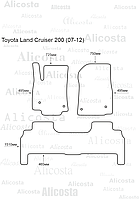 ЭВА автоковрики Toyota Land Cruiser 200 (07-12) Салон, Ромб, Серый