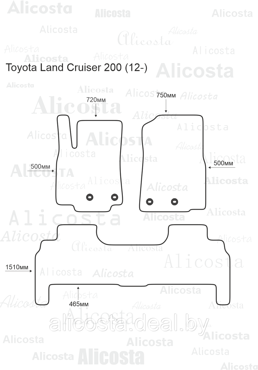 Ворсовые автоковрики Toyota Land Cruiser 200 (12-) Салон, Standart, Черный - фото 1 - id-p199195527