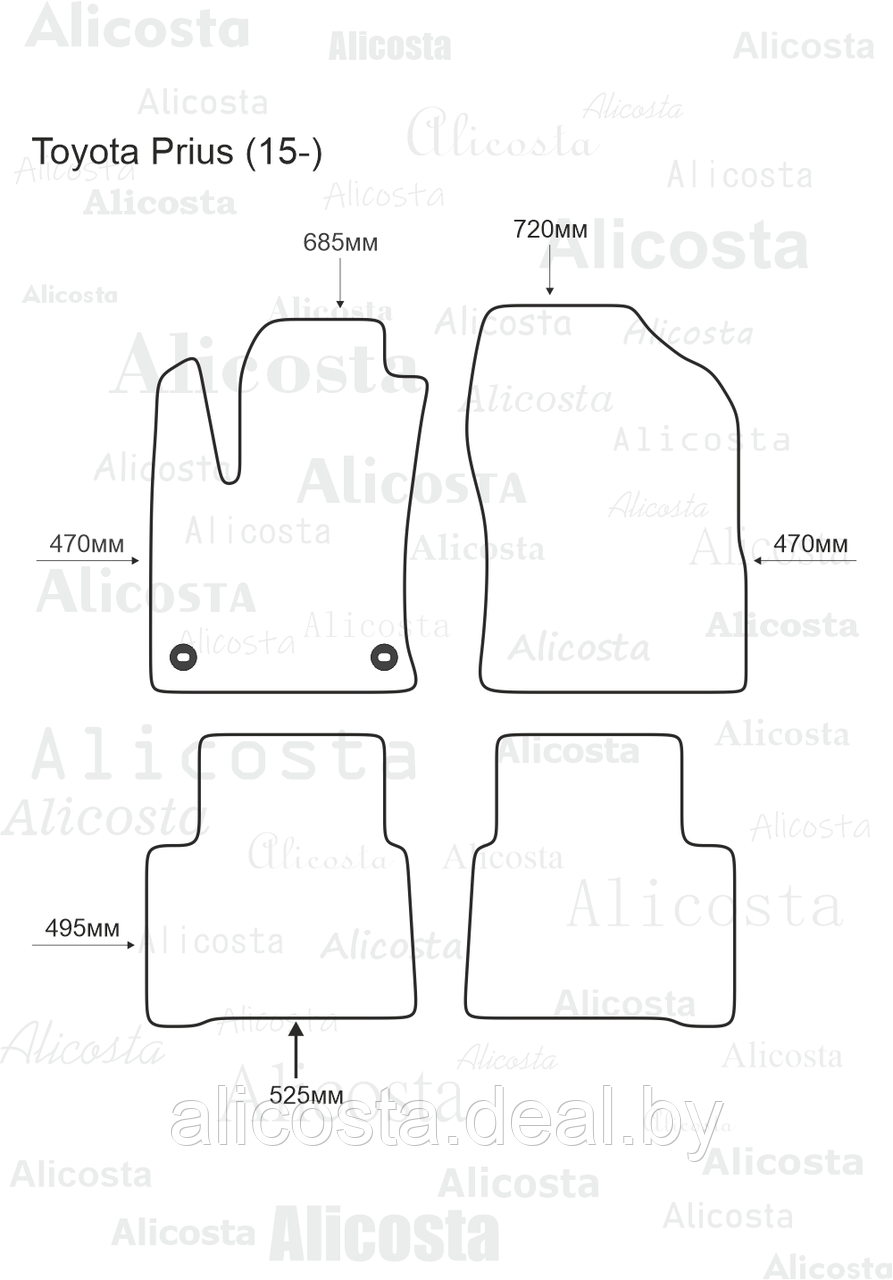 Ворсовые автоковрики Toyota Prius (15-) Салон, Premium, Черный - фото 1 - id-p199195661