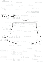 Ворсовый автоковрик Toyota Prius (15-) Багажник, Premium, Черный
