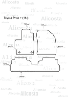 Ворсовые автоковрики Toyota Prius + (11-) Салон, Premium, Черный