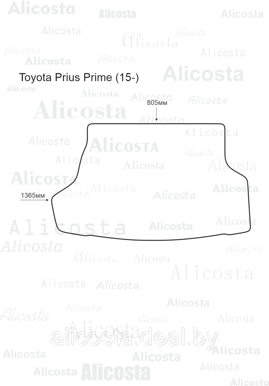 Ворсовый автоковрик Toyota Prius Prime (15-) Багажник, Premium, Черный - фото 1 - id-p199195697