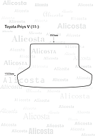 Ворсовый автоковрик Toyota Prius V (ZVW40-41) (11-) Багажник, Premium, Черный