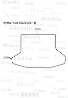 Ворсовый автоковрик Toyota Prius XW20 (03-11) Багажник, Premium, Черный