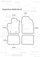 Ворсовые автоковрики Toyota Prius XW30 (09-11) Салон, Standart, Серый