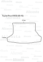 Ворсовый автоковрик Toyota Prius XW30 (09-15) Багажник, Standart, Черный