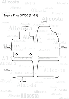 ЭВА автоковрики Toyota Prius XW30 (11-15) Салон, Ромб, Черный
