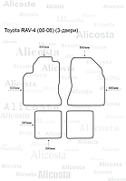 Ворсовые автоковрики Toyota RAV-4 (00-06) (3-двери) Салон, Standart, Серый
