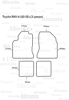 ЭВА автоковрики Toyota RAV-4 (00-06) (3-двери) Салон, Шестиугольник, Черный