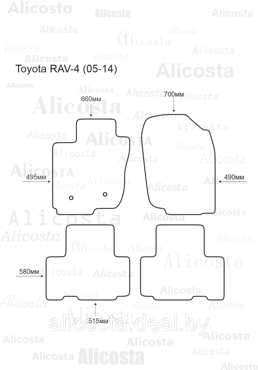 Ворсовые автоковрики Toyota RAV-4 (05-14) Салон, Premium, Черный - фото 1 - id-p199195796