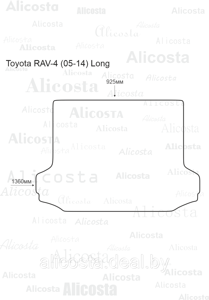 Ворсовый автоковрик Toyota RAV-4 (05-14) (Long) Багажник, Premium, Черный - фото 1 - id-p199195814