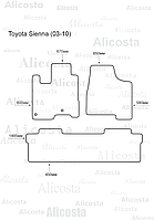 ЭВА автоковрики Toyota Sienna (03-10) Салон, Ромб, Черный