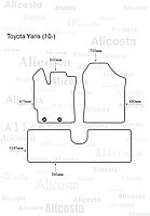 ЭВА автоковрики Toyota Yaris (10-) Салон, Шестиугольник, Черный