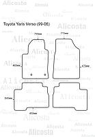 Ворсовые автоковрики Toyota Yaris Verso (99-06) Салон, Premium, Черный