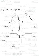 Ворсовые автоковрики Toyota Yaris Verso (99-06) Салон, Standart, Черный