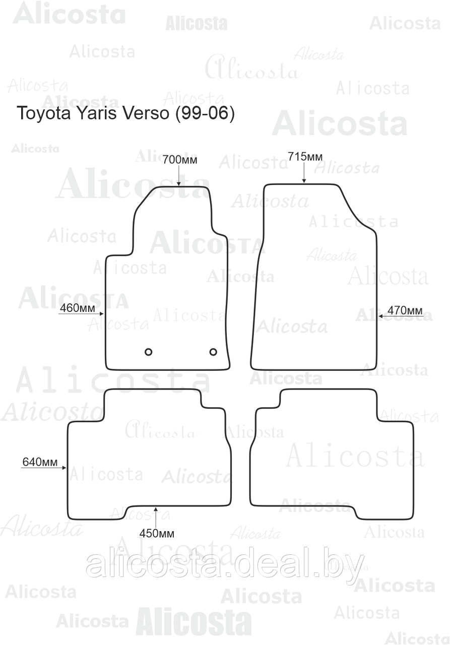 Ворсовые автоковрики Toyota Yaris Verso (99-06) Салон, Standart, Черный - фото 1 - id-p199196062