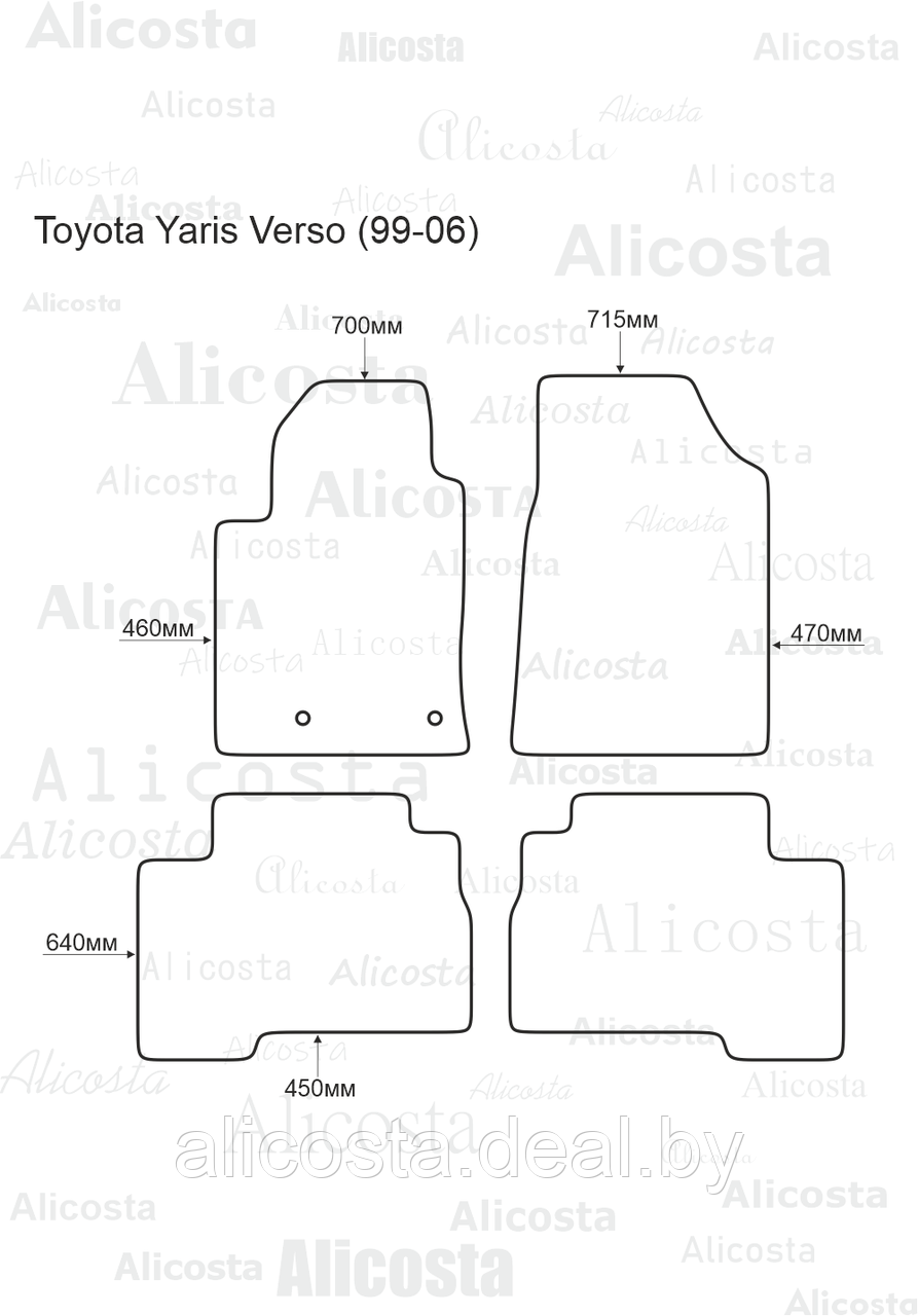 ЭВА автоковрики Toyota Yaris Verso (99-06) Салон, Шестиугольник, Черный - фото 1 - id-p199196064
