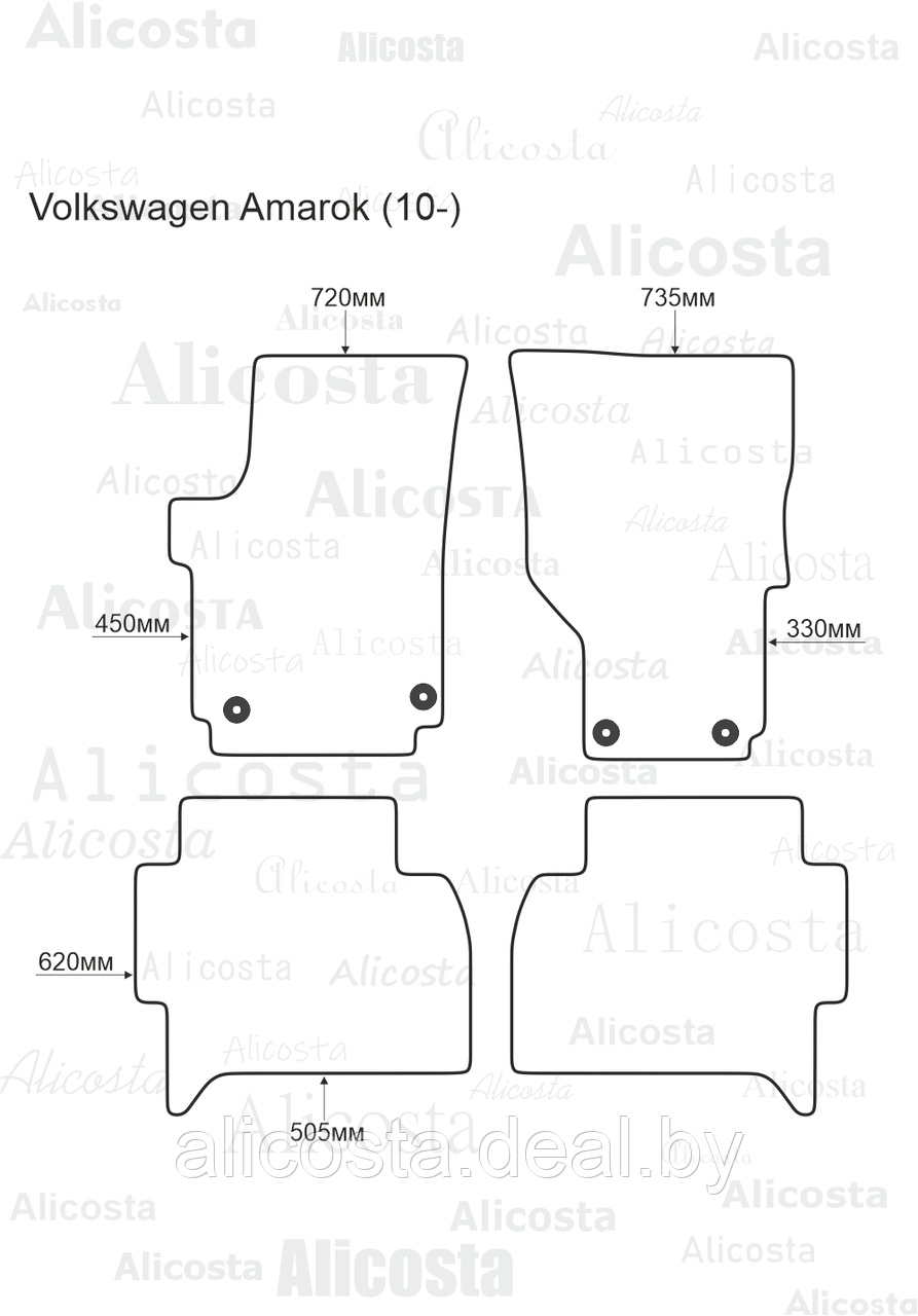 Ворсовые автоковрики Volkswagen Amarok (10-) Салон, Premium, Черный - фото 1 - id-p199196087